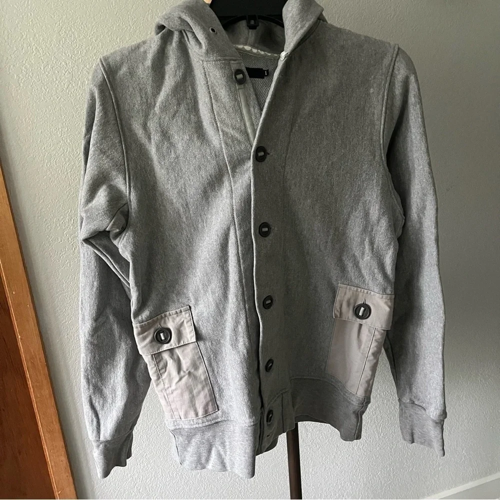 ORIGINAL FAKE sz 1 S Button Down Hoodie Chomper Gray KAWS Japan - Picture 2 of 12